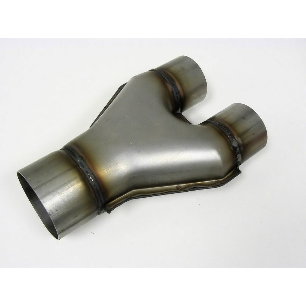 Exhaust Stamped Y Pipe 3.00" Dia Single Inlet to 2.25" Dia Dual Outlets