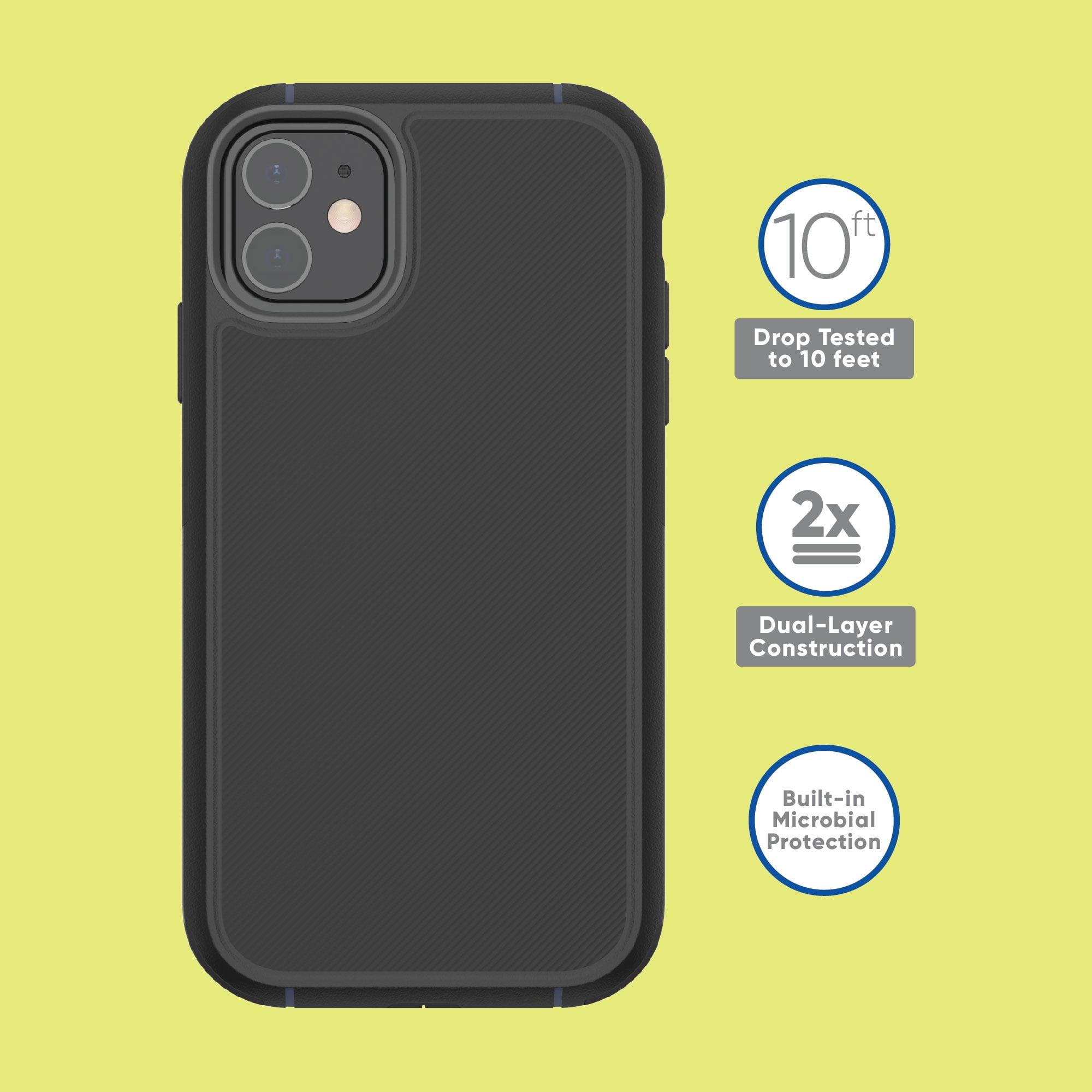 onn. Slim Rugged Phone Case for iPhone 11 / iPhone XR - Black