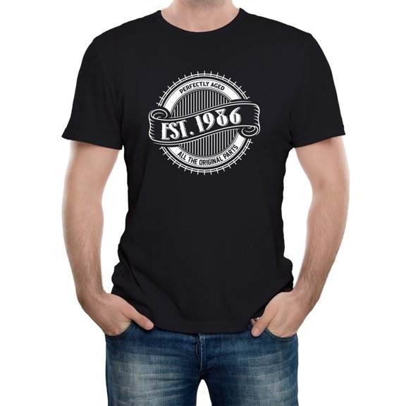 Reality Glitch EST 1986 T-Shirt – Vintage Birthday Celebration Tee for Men