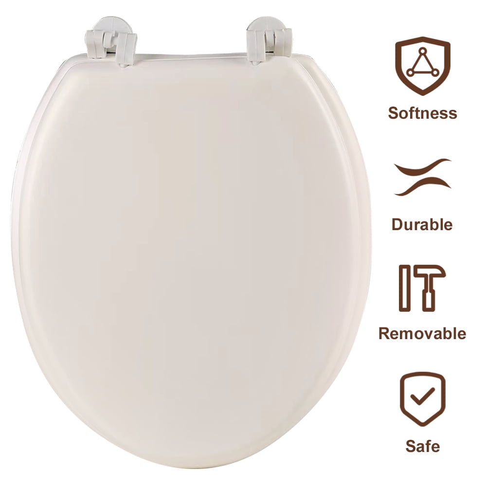 Soft Close Toilet Seat Round with Lid  White, Comfortable, Durable, Sturdy, Stain-Resistant and Easy to Clean,  Standard Toilets