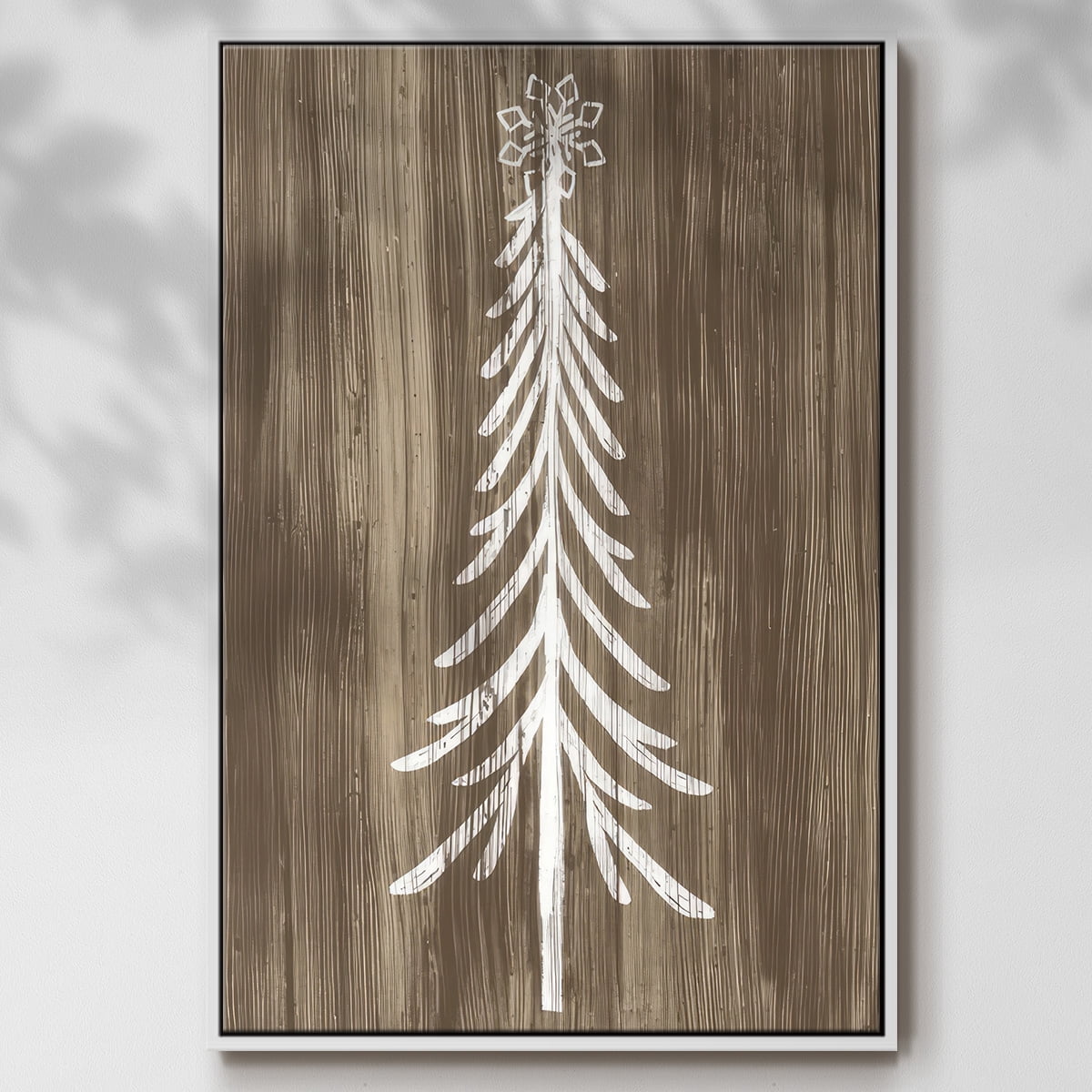 Barnwood Wonderland IX - Framed Gallery Wrapped Holiday Canvas - 17 x 25 - White Frame