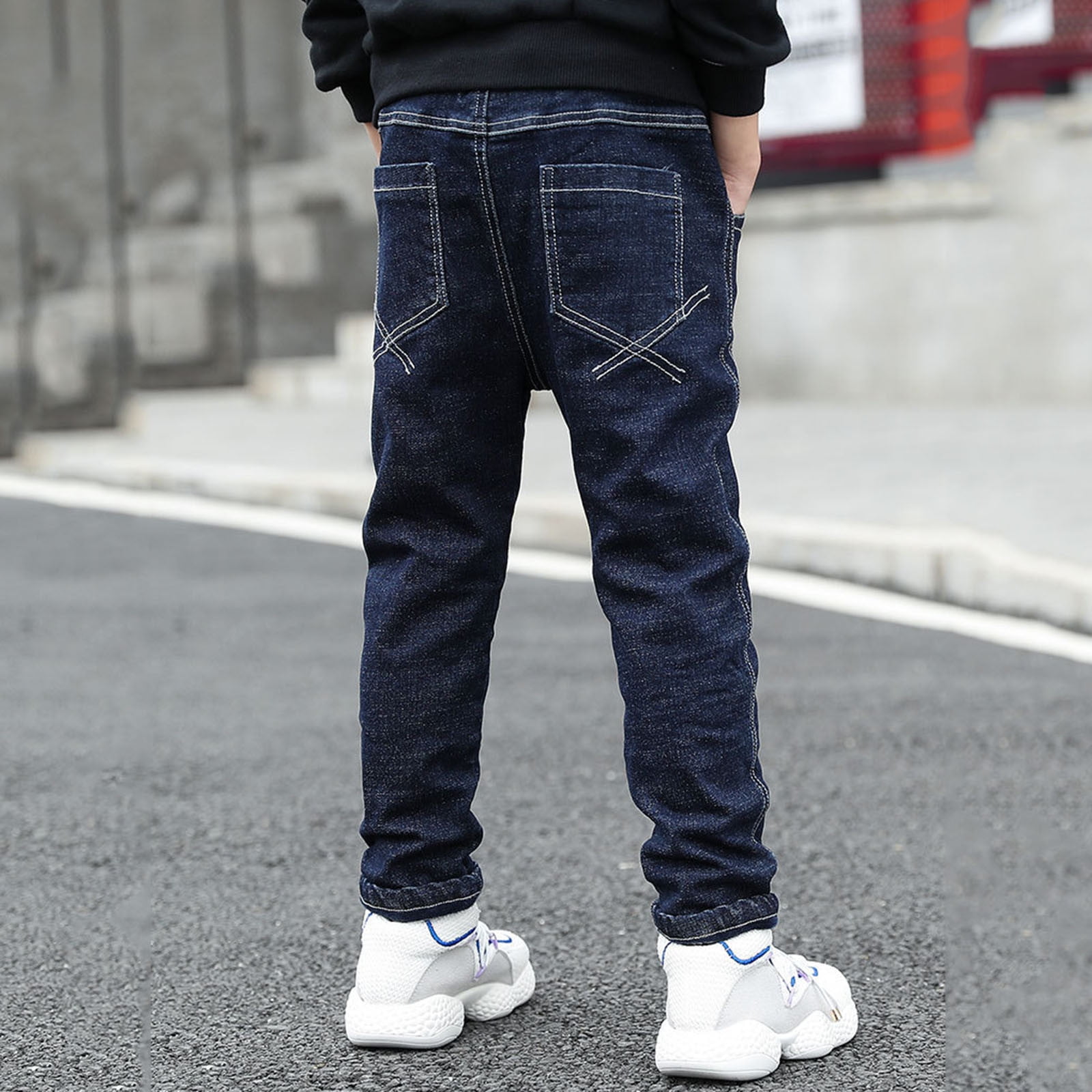 RYTAYY Teen Boys Straight Fit Jeans Solid Color Stretch Denim