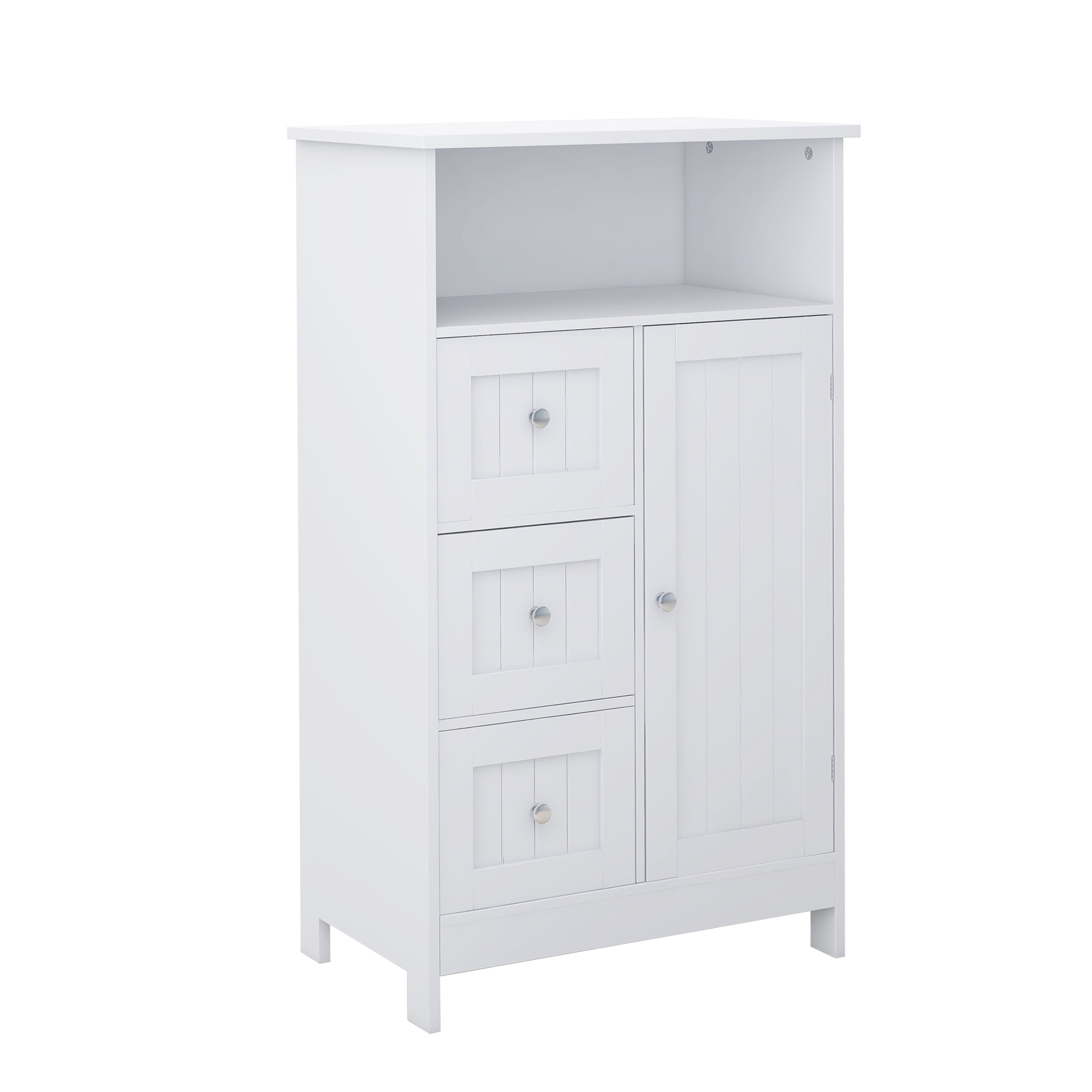 DEALTOPS Bathroom Storage Cabinet with 3 Drawers, 1 Door and 1 Open Space -White