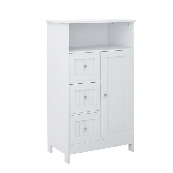 Yiwa Bathroom Single Door Cabinet With 3 Drawers, Multi-functional Wooden Storage Cabinet for Kitchen Living Room