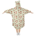 thumbnail image 2 of Wearable Blanket Hoodie for Kids Apple Flower Flannel Hooded Blanket with Pockets and Sleeves Suitable for Boys and Girls, 2 of 7