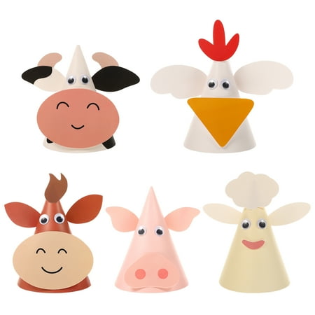

NUOLUX 5pcs Animals Birthday Hats Paper Birthday Party Hats Children Cartoon Hats Party Favors for Kids