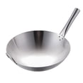 thumbnail image 2 of 1pc Stainless Steel Single Handle Wok Practical Wok Kitchen Utensil (silver), 2 of 2