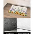 Shaggy Bath Mat, Vintage Purple Lavender Sunflowers NonSlip Bathroom