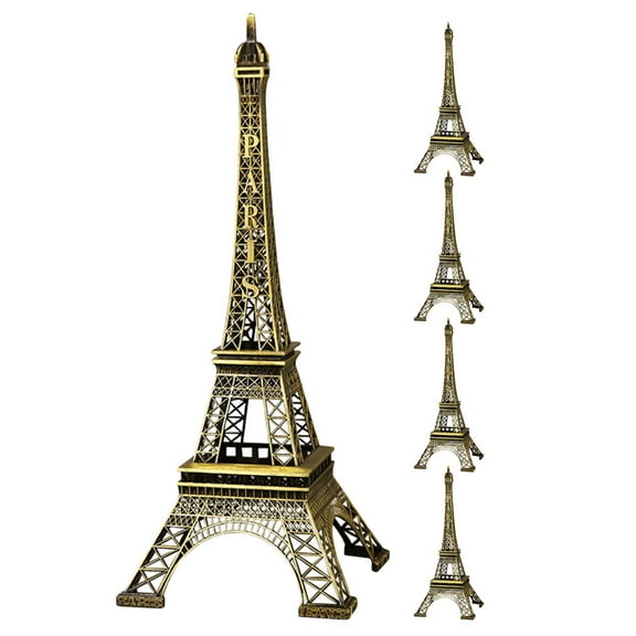 Hemobllo 5-Pack Small Eiffel Tower Statues Alloy Figurines Collectible Souvenir Set