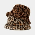 thumbnail image 5 of HAOTAGS Print Leatherette Bucket Hat Teddy Style Winter Hat Fisherman Hat Warm Windproof Leopard Print Brown Size One size, 5 of 8