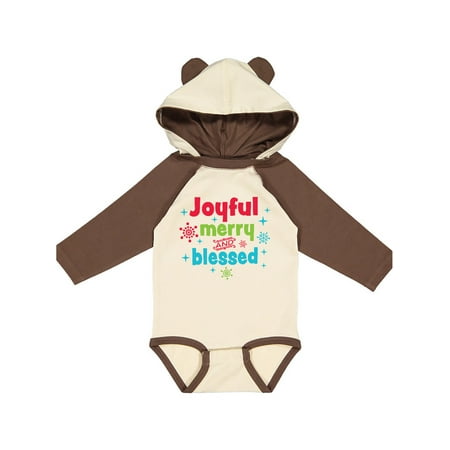 

Inktastic Christmas Joyful Merry and Blessed with Snowflakes Gift Baby Boy or Baby Girl Long Sleeve Bodysuit