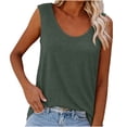thumbnail image 3 of ClodeEU Women's Waffle Knit Crewneck Sleeveless Tank Top ,Solid Color Casual Cami Army Green,Women's Plus L, 3 of 7