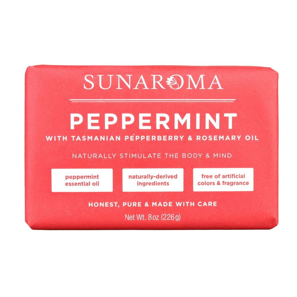 Sunaroma Peppermint Oil & Rosemary Body Bar Soap, 8 Ounce