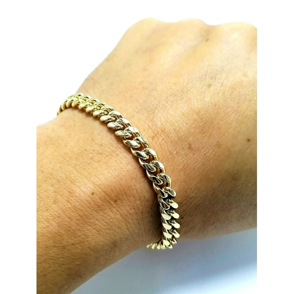 7mm Cuban Bracelet 18K Gold Plated Curb Chain 8" Punk Jewelry High Polished Sparkling