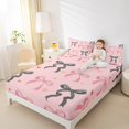 thumbnail image 4 of Manfei Kawaii Bow Tie Bed Sheets,Cute Bowknot Ribbon King Sheets,Pink Black Sheet Set For Girls Teens,Breathable Home Decor,4-Piece, 4 of 7