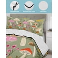 thumbnail image 4 of Quilts Twin Size, Sage Green Mushroom Soft Comforter Bedding Set for Bed, Spring Blooms Botanicals Lightweight Quilted Bedspread with Pillow Cover(2 Pieces) for All Season, 68x86 Inch, 4 of 6