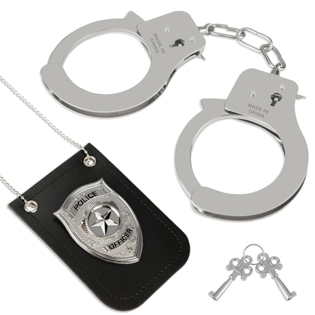 Conjunto de disfraz de oficial de policía, esposas e insignias para niños