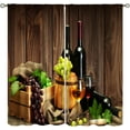 thumbnail image 3 of Rustic Kitchen Curtains, Farmhouse Glasses of Red Wine Grapes on Wooden Table Window Treatments for Cafe Living Room Bedroom Decor, French Romantic Brown Barrels Drapes,52x84 Inch, 3 of 6