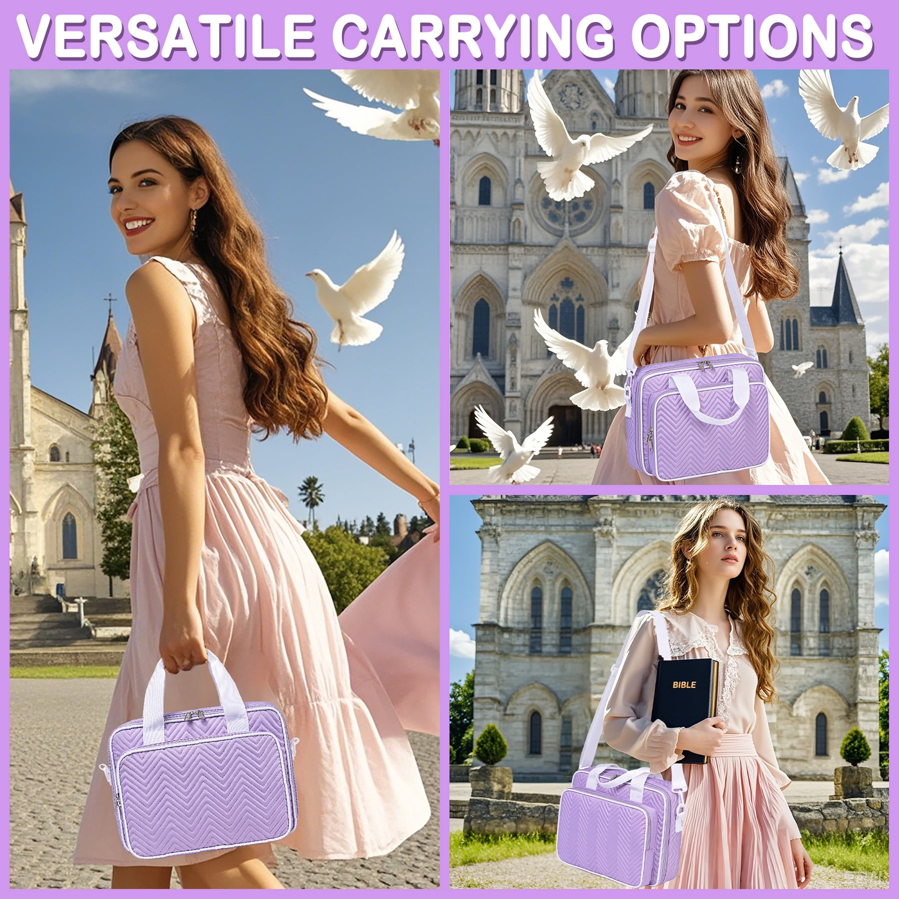Bible Cover Case for Women with Shoulder Strap, Study Supplies Journaling Kit with Bible Highlighters, Mothers Day Christian Gifts