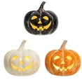 thumbnail image 7 of 1PC Halloween Light Up Black Pumpkin, Pumpkin Lantern with Classic Smiling Face & LED Light, Resin Halloween Pumpkin for Indoor Spooky Decor, 7 of 7