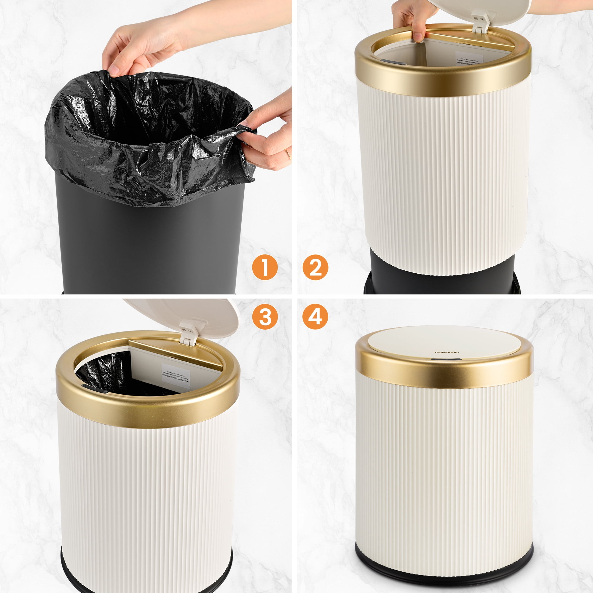 SUSTEAS 3.5 Gallon Motion Sensor Trash Can with Lid, Touchless Automatic Trash Bin for Kitchen and Bathroom