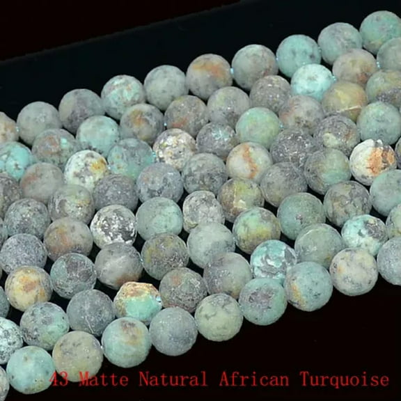 HOOUN 4mm 6mm 8mm 10mm Natural Frosted Matte Gemstones Round Loose Beads Jewelry 15"-8mm-43 Matte Natural African Turqu...