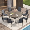 thumbnail image 7 of Vicllax Outdoor Patio Dining Table Dia.53" Slatted Tabletop Metal Frame with Umbrella Hole, Graywood, 7 of 7
