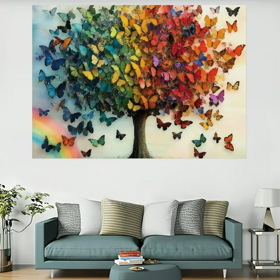 RKSupls Vibrant Butterfly Tree Tapestry,Home Tapestry Suitable for Hanging for Decorative Wall Hanging, Decorative Bedroom, Living Room Decoration - 60x40in