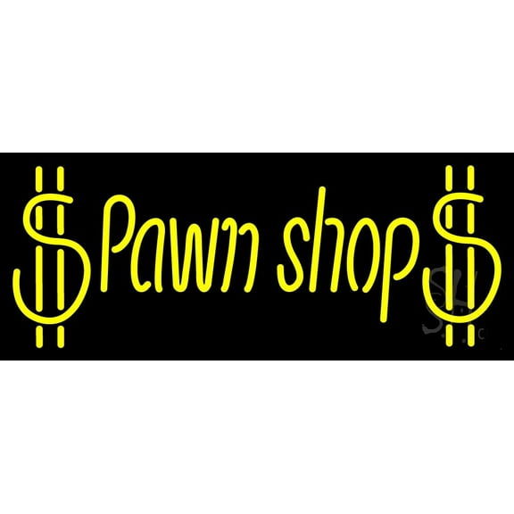 Pawn Shop LED Neon Sign 13 x 32 - inches, Black Square Cut Acrylic Backing, with Dimmer - Bright and Premium built indoor LED Neon Sign for Pawn store interior decor, and stroefront.