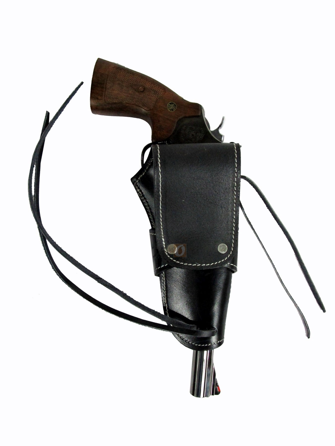Leather Holster Long Barrel Revolver Pistol Fit Snake Tooled Black - Left Hand