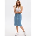 thumbnail image 3 of DARING DIVA Women's Denim Raw Hem Button Down Pencil Skirts X-Large Light Blue, 3 of 7