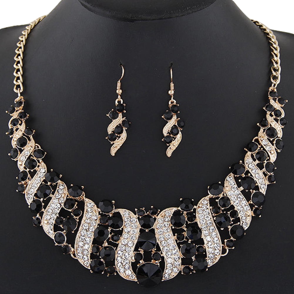 NoName Black necklace WOMEN FASHION Accessories Costume jewellery set Black discount 82% Black Single 