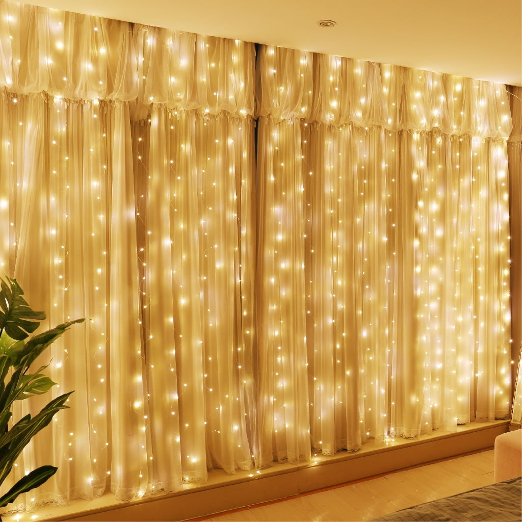 HXWEIYE 300LED Fairy Curtain Lights for Bedroom Warm White, 3mx3m 8