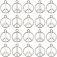 thumbnail image 1 of 1 Box 100 pcs Peace Charms Bulk Peace Sign Charm Peace Sign Antique Silver Vintage Alloy Flat Round Hollow Metal Symbol Charms for Jewelry..., 1 of 5