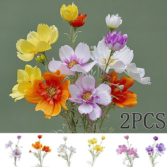 Happy Date Artificial Flowers, Fake Big Galsang Branch Silk Hydrangea Bouquet Decor Plastic Realistic Flower Arrangements Wedding Decoration Table Centerpieces White Purple 2Pcs