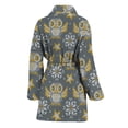 thumbnail image 2 of Owl Knitted Pattern Women Bathrobe One Size Univeral Fits, Owl Bird Fashion Lightweight Plush Fleece Long Robe For Women, 2 of 3