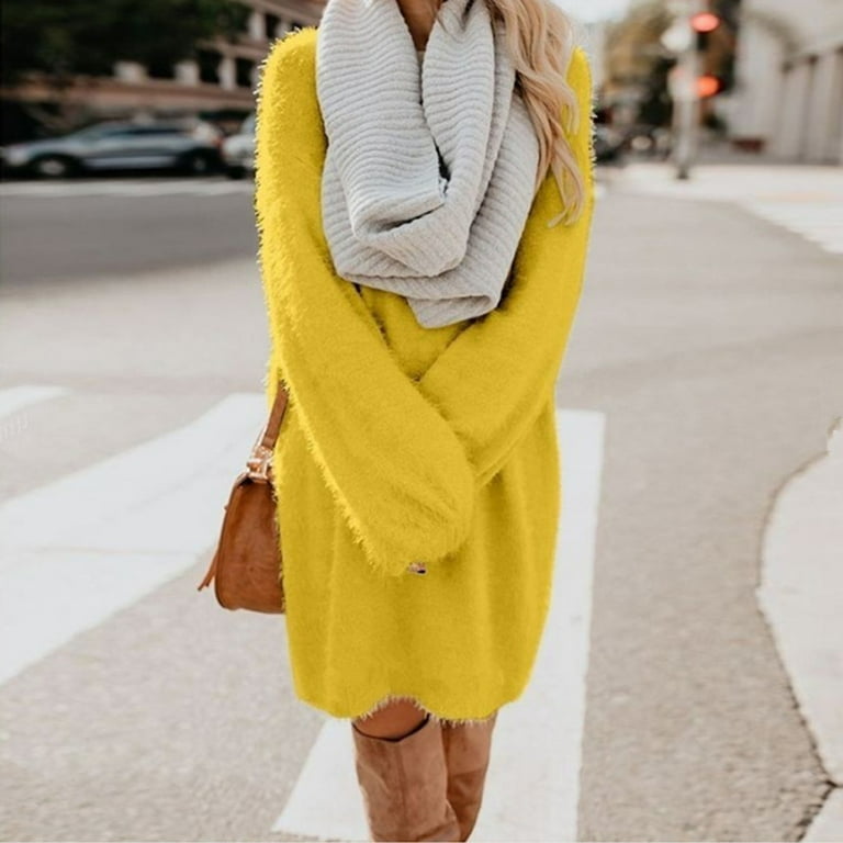 WTXUE Long Sleeve Dress, Women Winter Sweater Knit Turtleneck Warm Long Sleeve Pocket Sweater Dress, Plus Size Dress, Yellow Dress Women, Yellow 3XL - Walmart.com WTXUE Long Sleeve Dress, Women Winter Sweater Knit Turtleneck Warm Long Sleeve Pocket Sweater Dress, Plus Size Dress, Yellow Dress Women, Yellow 3XL - Walmart.com