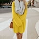 thumbnail image 2 of Vestidos de suéter Prolriy para mujer 2024, suéter de invierno de moda para mujer, suéter de punto de cuello alto, cálido, de manga larga, con bolsillo, vestido de suéter para mujer, amarillo XL, 2 of 7