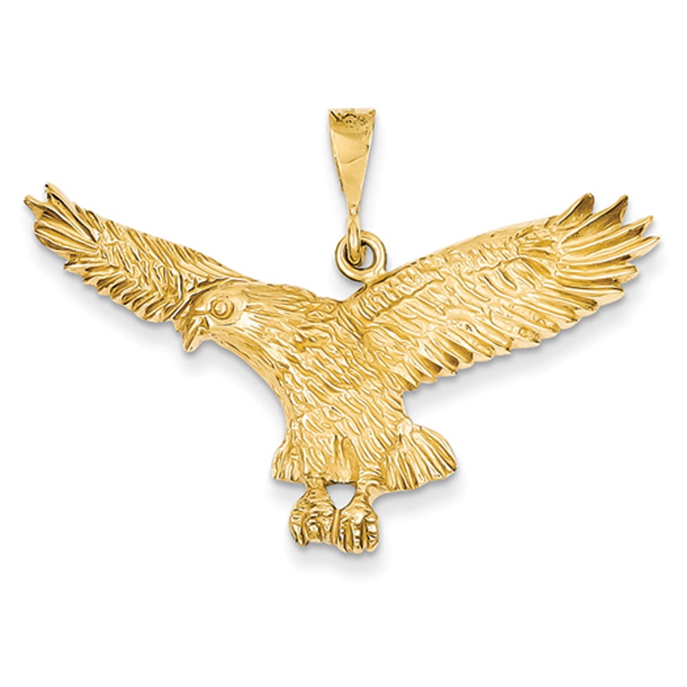 Sterling Silver Solid Polished Open back Eagle Pendant