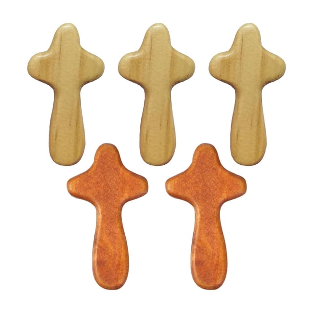 5 piezas de cruz de madera para centros de mesa con palma, decorativas cruces de bolsillo cristianas para oración, para fiestas, escritorios y Navidad