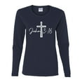 thumbnail image 2 of Wild Bobby John 3:16 Cross Inspirational/Christian Women Graphic Long Sleeve Tee, Navy, X-Large, 2 of 5