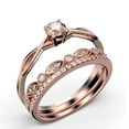 thumbnail image 3 of Infinity Loop 1.50 Carat Round Cut Morganite Engagement Ring, Twisted Wedding Band in 925 Sterling Silver With 18k Rose Gold Plating, Trio Set, Matching Band, Anniversary, 3 of 4