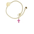 thumbnail image 2 of Delight Jewelry Silvertone Small Hot Pink Crystal Cross Gold-tone Rose Link Chain Bracelet, 6.25"+1.75" Extender, 2 of 4