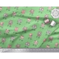 thumbnail image 3 of Soimoi Green Cotton Voile Fabric Skates & Owl Cartoon Print Fabric by the Yard 42 Inch Wide, 3 of 3