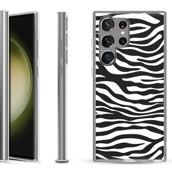 Shockproof Gel Phone Case for Samsung Galaxy S23 Ultra 5G, by OneToughShield ® - Zebra B/W