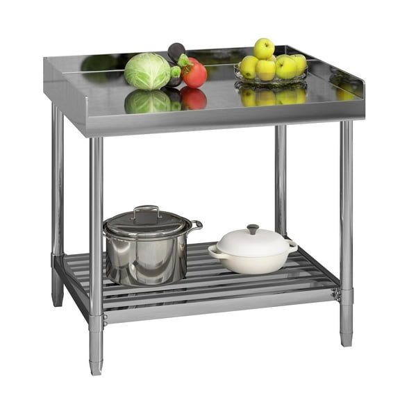 Commercial Work Table with Backsplash and Sidesplashes, Stainless Steel Prep Table with Adjustable Undershelf for Kitchen, Restaurant, Garage, Laundry