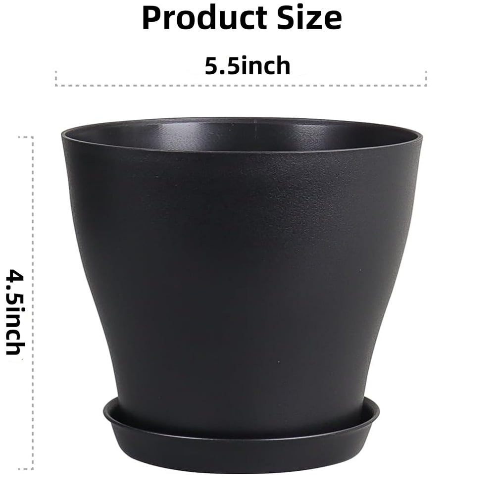 8Pcs Plastic Planters with Drainage Hole and Tray,5.5Inch Nursery Pots,Decorative Gardening Pots,Outdoor Seedlings Pots,Indoor Succulents Planters,for House Garden Plants