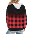 thumbnail image 4 of DYMADE Women Striped Plaid Gradient Colorblock Fleece Terry Long Sleeved Hooded Sweatshirt, 4 of 6