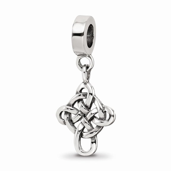 Fancy Bead White Sterling Silver Themed 26.36 mm 7.27 Reflections Celtic Weave Cross Dangle Bead