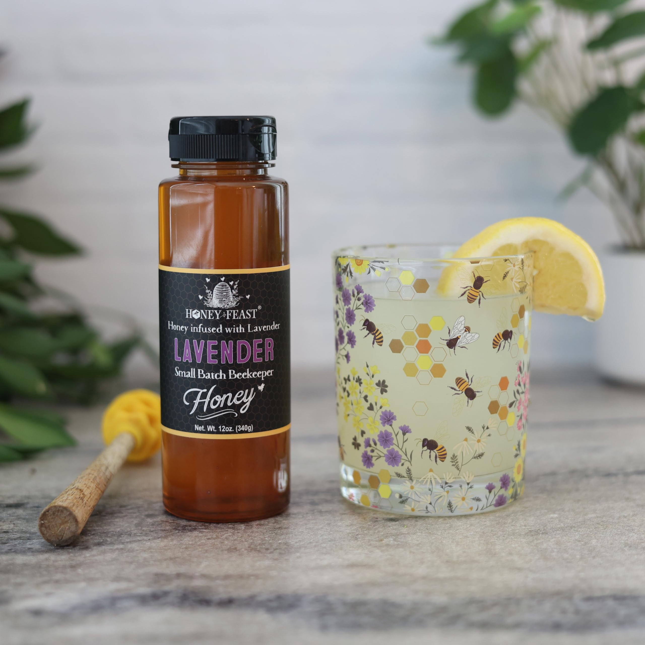 HONEY FEAST Organic Lavender Honey Jar 12OZ (Pack of 6) - Gourmet Flavored Honey | Tea, Cooking & Baking Companion | Crafted in Florida by Local Beekeepers